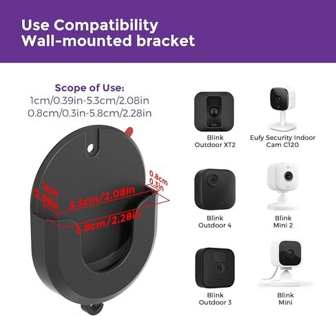 2 Pack Blink Outdoor Camera Mount – No Drill, No Screws, Strong Adhesive Wall Bracket for Blink Outdoor 4, Blink Indoor, Blink Mini, Blink Mini 2 Cameras, Easy to Install – Black in Saudi Arabia