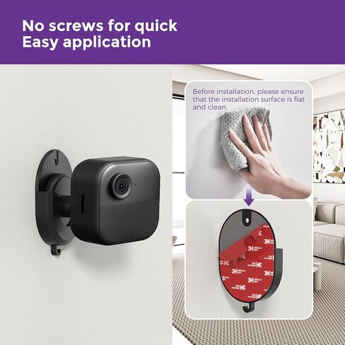 2 Pack Blink Outdoor Camera Mount – No Drill, No Screws, Strong Adhesive Wall Bracket for Blink Outdoor 4, Blink Indoor, Blink Mini, Blink Mini 2 Cameras, Easy to Install – Black in Saudi Arabia