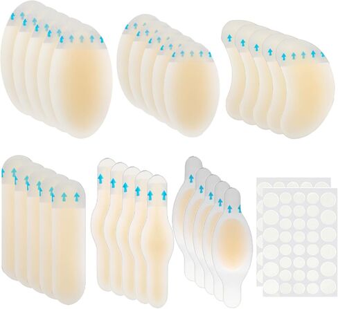 60pcs تشمل مجموعة اللصوص اللاصقة الهيدروكولويد مجموعة من ضمادات الضمادات المضادة للماء 24pcs لكعب الكعب والأصابع والقدم للحماية و 36pcs بثرة للوجه والجسم لتغطية zits و klemishes in Saudi Arabia