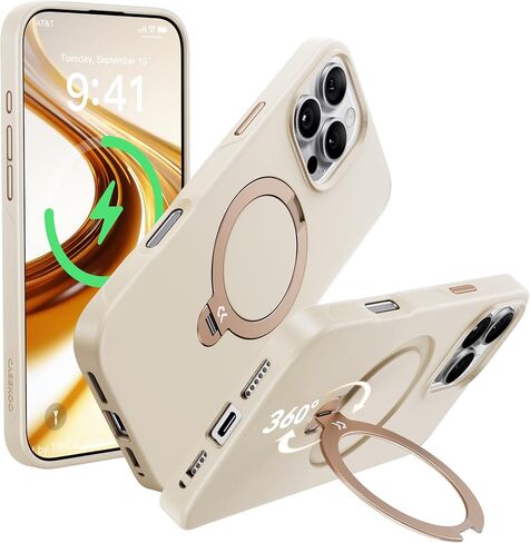 حافظة CASEKOO باللون الأزرق البحري مصممة لهاتف iPhone 17 Pro Max مع حامل مغناطيسي دوار [حماية عسكرية بطول 16 قدم] [حافة غير قابلة للانزلاق] [مناسبة لـ MagSafe] MagicStand 360 لهاتف iPhone 17 ProMax مقاس 6.9 بوصة in Kuwait