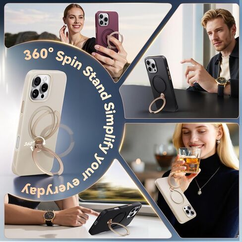 حافظة CASEKOO باللون الأزرق البحري مصممة لهاتف iPhone 17 Pro Max مع حامل مغناطيسي دوار [حماية عسكرية بطول 16 قدم] [حافة غير قابلة للانزلاق] [مناسبة لـ MagSafe] MagicStand 360 لهاتف iPhone 17 ProMax مقاس 6.9 بوصة in Kuwait