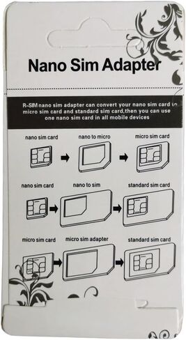 SIM Card Adapter, 4-in-1 SIM Converter Kit Nano/Micro/Standard with Tray Eject Pin - 1 Pack,White in Saudi Arabia