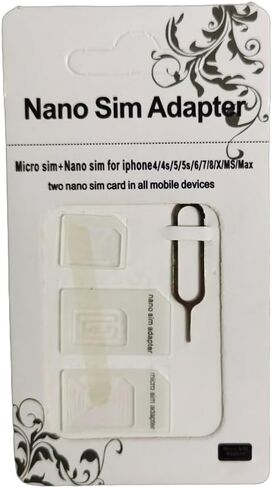 SIM Card Adapter, 4-in-1 SIM Converter Kit Nano/Micro/Standard with Tray Eject Pin - 1 Pack,White in Saudi Arabia