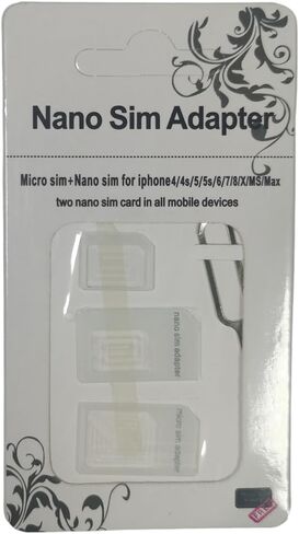 SIM Card Adapter, 4-in-1 SIM Converter Kit Nano/Micro/Standard with Tray Eject Pin - 1 Pack,White in Saudi Arabia