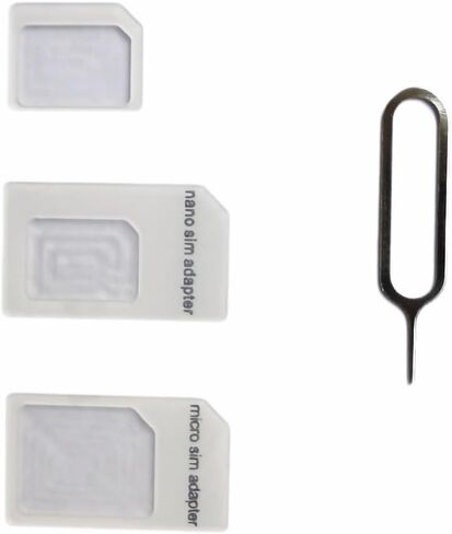 SIM Card Adapter, 4-in-1 SIM Converter Kit Nano/Micro/Standard with Tray Eject Pin - 1 Pack,White in Saudi Arabia