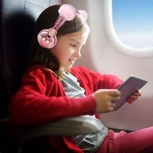 CHTON Kids Headphones for Girls, Cute Bear Ear Headphones with Microphone, 3.5mm Jack Wired Girls Headphones for School/Travel/iPad/Tablet (Pink) in Saudi Arabia