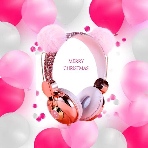 CHTON Kids Headphones for Girls, Cute Bear Ear Headphones with Microphone, 3.5mm Jack Wired Girls Headphones for School/Travel/iPad/Tablet (Pink) in Saudi Arabia