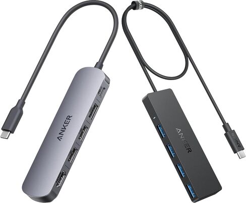 Anker MagGo USB-C Adapter, SD Card Reader & USB C Hub, 5-in-1 USB Hub for Laptops & 4-Port USB 3.0 Hub (Bundle) in Saudi Arabia