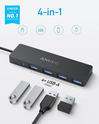 Anker MagGo USB-C Adapter, SD Card Reader & USB C Hub, 5-in-1 USB Hub for Laptops & 4-Port USB 3.0 Hub (Bundle) in Saudi Arabia