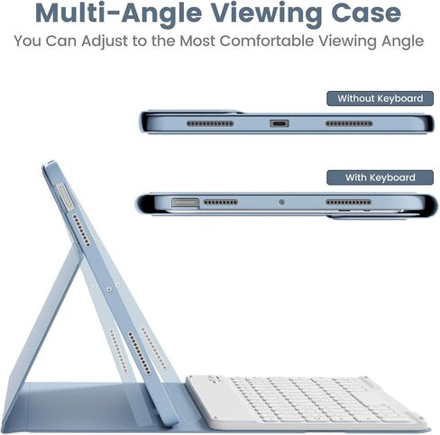 حافظة لوحة مفاتيح لجهاز iPad Air 11 بوصة (M3/M2، 2025/2024)، لجهاز iPad Air الجيل الخامس/الرابع (10.9 بوصة، 2022/2020)، لوحة مفاتيح بلوتوث مغناطيسية قابلة للفصل، غطاء فوليو مع حامل قلم رصاص، أزرق سماوي in Kuwait
