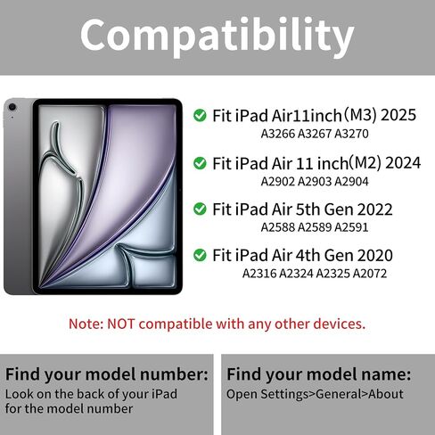 حافظة لوحة مفاتيح لجهاز iPad Air 11 بوصة (M3/M2، 2025/2024)، لجهاز iPad Air الجيل الخامس/الرابع (10.9 بوصة، 2022/2020)، لوحة مفاتيح بلوتوث مغناطيسية قابلة للفصل، غطاء فوليو مع حامل قلم رصاص، أزرق سماوي in Kuwait