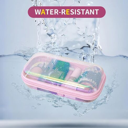 Clear Hard Shell Zipper Case, Surface scratch resistant material, Portable Cosmetic Bag with Zipper, Diaper Bag Organizing Pouches, Hard Plastic Case, Clear Bags for Organizing, Pink （3 Pcs） in Saudi Arabia