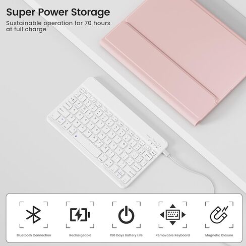 حافظة لوحة مفاتيح لجهاز iPad Air 11 بوصة (M3/M2، 2025/2024)، لجهاز iPad Air الجيل الخامس/الرابع (10.9 بوصة، 2022/2020)، لوحة مفاتيح بلوتوث مغناطيسية قابلة للفصل، غطاء فوليو مع حامل قلم رصاص، أزرق سماوي in Kuwait