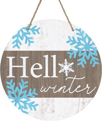 Deroro Winter Blue Snowflakes Sign for Front Door Decor, Let It Snow Wood Door Hanger for Outdoor Outside Porch, Christmas Holiday Seasonal Wooden Wreath Indoor Wall Hanging Decoration in Kuwait