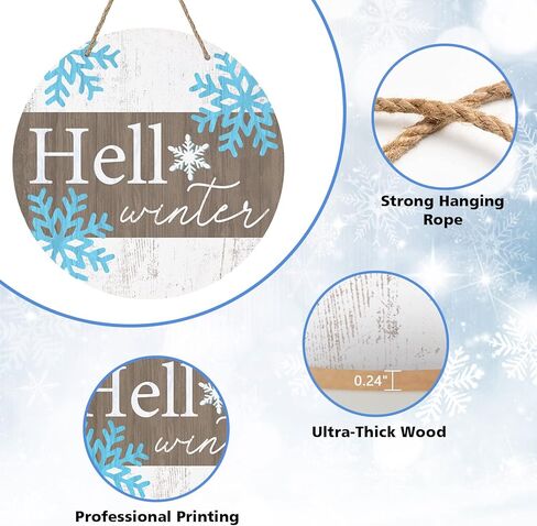 Deroro Winter Blue Snowflakes Sign for Front Door Decor, Let It Snow Wood Door Hanger for Outdoor Outside Porch, Christmas Holiday Seasonal Wooden Wreath Indoor Wall Hanging Decoration in Kuwait