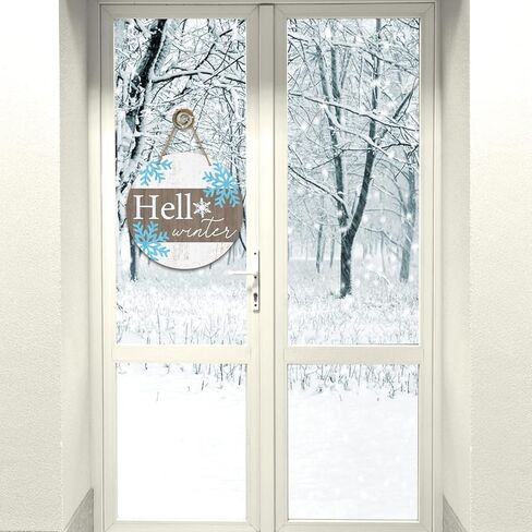 Deroro Winter Blue Snowflakes Sign for Front Door Decor, Let It Snow Wood Door Hanger for Outdoor Outside Porch, Christmas Holiday Seasonal Wooden Wreath Indoor Wall Hanging Decoration in Kuwait