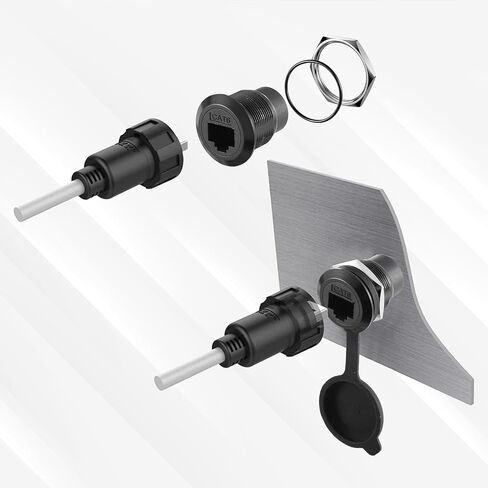 2 Pack RJ45 CAT6 Panel Mount Adapter Bulkhead Feed Thru Coupler with Waterproof Dustproof Cap Female-to-Female Ethernet Pass-Through Connector XLR/D-Panel Mountable Interface Adapter in Saudi Arabia