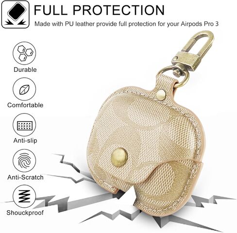 حافظة AirPods Pro 3، غطاء حماية جلدي لطيف لكامل الجسم مقاوم للصدمات لحافظة AirPods Pro الجيل الثالث للنساء والرجال، حماية من السقوط (أ) in Saudi Arabia
