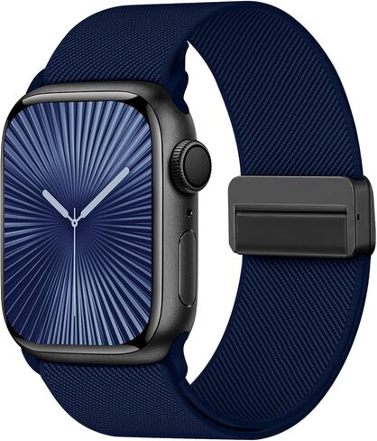 حزام قابل للتمدد مع مشبك مغناطيسي متوافق مع أحزمة ساعات Apple للنساء والرجال 38 مم 40 مم 41 مم 42 مم 44 مم 45 مم 46 مم 49 مم، حلقة رياضية منفردة من النايلون لسلسلة iWatch 11/10/9/8/7/6/SE/5/4/Ultra 3 2 1 in Kuwait