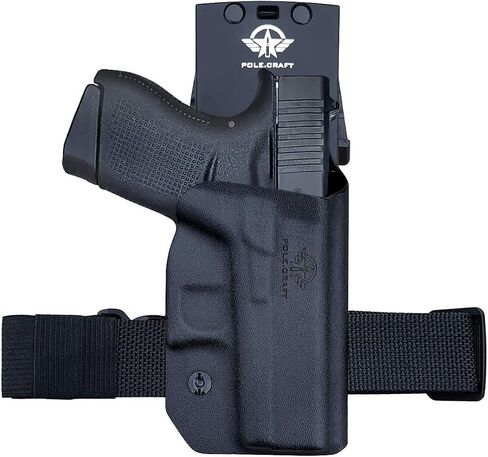 POLE.CRAFT OWB Kydex Holster Fit مخصص: مسدس Glock 43 / Glock 43X (Gen 1-5) - حزام الخصر الخارجي / مشبك حزام 1.5-2 بوصة - Adj. العرض والارتفاع والاحتفاظ غير قادر على ذلك، اتسع المدخل in Kuwait