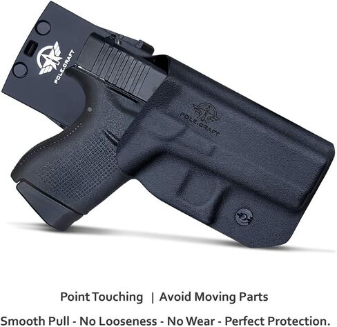 POLE.CRAFT OWB Kydex Holster Fit مخصص: مسدس Glock 43 / Glock 43X (Gen 1-5) - حزام الخصر الخارجي / مشبك حزام 1.5-2 بوصة - Adj. العرض والارتفاع والاحتفاظ غير قادر على ذلك، اتسع المدخل in Kuwait
