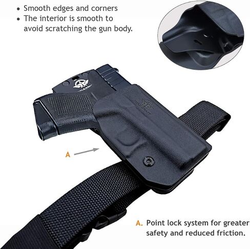 POLE.CRAFT OWB Kydex Holster Fit مخصص: مسدس Glock 43 / Glock 43X (Gen 1-5) - حزام الخصر الخارجي / مشبك حزام 1.5-2 بوصة - Adj. العرض والارتفاع والاحتفاظ غير قادر على ذلك، اتسع المدخل in Kuwait