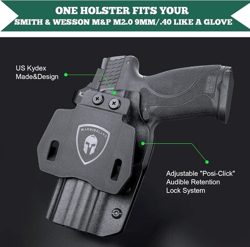 WARRIORLAND M&P M2.0 Holster OWB Kydex Made Fit: S&W M&P M2.0 9mm / .40 3.6" / 4" / 4.25" Pistol, Outside Waistband 1.75 Inch Paddle Holster, 'Posi-Click' Audible Retention Lock, Optic Ready, Right in Saudi Arabia