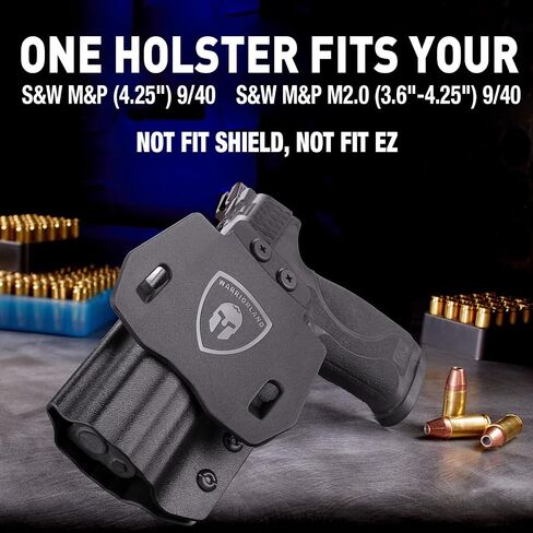 WARRIORLAND M&P M2.0 Holster OWB Kydex Made Fit: S&W M&P M2.0 9mm / .40 3.6" / 4" / 4.25" Pistol, Outside Waistband 1.75 Inch Paddle Holster, 'Posi-Click' Audible Retention Lock, Optic Ready, Right in Saudi Arabia