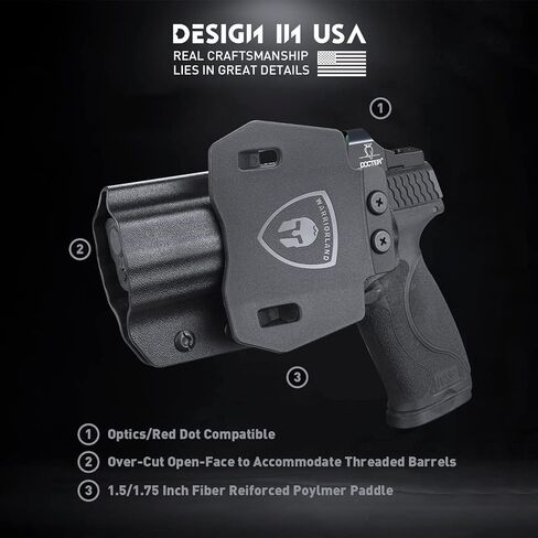 WARRIORLAND M&P M2.0 Holster OWB Kydex Made Fit: S&W M&P M2.0 9mm / .40 3.6" / 4" / 4.25" Pistol, Outside Waistband 1.75 Inch Paddle Holster, 'Posi-Click' Audible Retention Lock, Optic Ready, Right in Saudi Arabia
