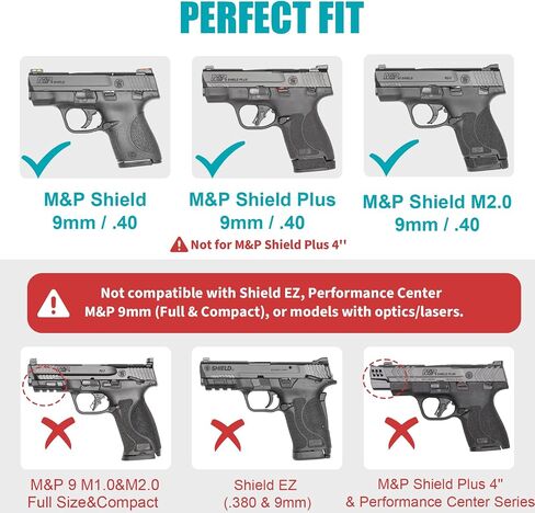 حافظة M&P Shield مقاس 9 ملم، حافظة OWB لـ Smith & Wesson M&P 9mm/.40 Shield (M2.0)/9mm Shield Plus، M&P 40 Shield 3.1" حافظة مجداف برميلية، 360 درجة قابلة للتعديل، إصدار إصبع السبابة، اليد اليمنى in Kuwait