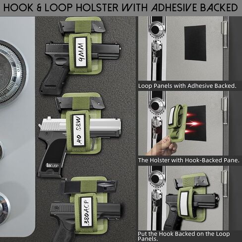 Universal Concealed Carry Pistol Holster with Mag Holder, Hook & Loop CCW Handgun Storage Carrier with Adhesive Backed for Bag, Vehcle, Backpacks in Saudi Arabia