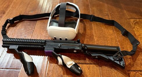 ShadowCore VR Gun Stock لـ Meta Quest 3، ملحق ألعاب مقاس 26 بوصة، هيكل ABS وTPU أسود، تصميم يمكن استخدامه بكلتا اليدين، نظام تركيب ألعاب VR تنافسي in Kuwait
