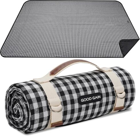 Picnic Outdoor Blankets Waterproof Extra Large - Beach Mat Sand Free Foldable with Carry Strap | Portable Camping Blanket | Park Blanket for Grass Park, Hiking, Travel, Concerts, Indoor (Black) in Saudi Arabia