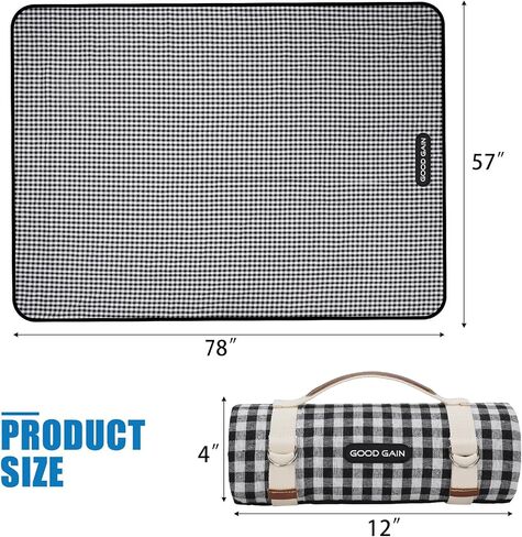Picnic Outdoor Blankets Waterproof Extra Large - Beach Mat Sand Free Foldable with Carry Strap | Portable Camping Blanket | Park Blanket for Grass Park, Hiking, Travel, Concerts, Indoor (Black) in Saudi Arabia