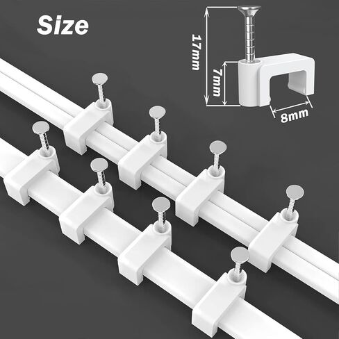 200 Pcs 8mm Cable Clips Nail in Cable Clips Flat Ethernet Cable Wall Clips Cable Tacks Coax Cable Clip Speaker Wire Clips Cable Nails for Cords Cat5/Cat5e/Cat6/Cat7 RJ46 Cord Clips in Saudi Arabia