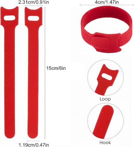 50 Pieces Reusable Hook and Loop Cable Ties, Self-Gripping Cord Organizer Straps for Wire Management and Bundling in Saudi Arabia