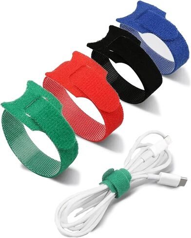 50 Pieces Reusable Hook and Loop Cable Ties, Self-Gripping Cord Organizer Straps for Wire Management and Bundling in Saudi Arabia