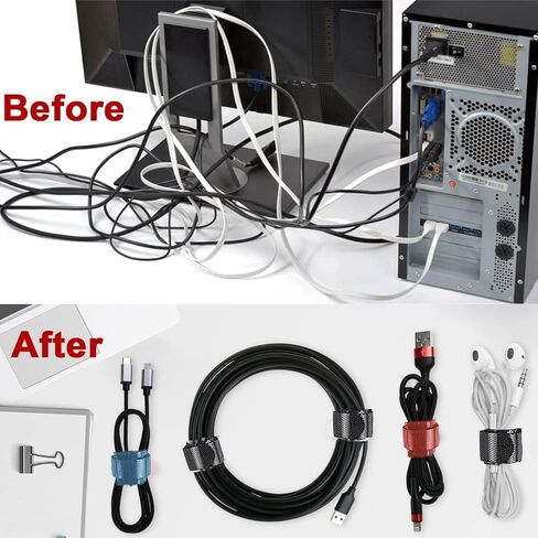 50 Pieces Reusable Hook and Loop Cable Ties, Self-Gripping Cord Organizer Straps for Wire Management and Bundling in Saudi Arabia