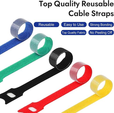 50 Pieces Reusable Hook and Loop Cable Ties, Self-Gripping Cord Organizer Straps for Wire Management and Bundling in Saudi Arabia