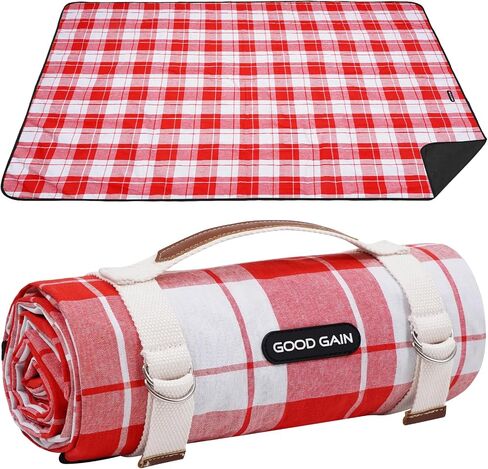 Picnic Outdoor Blankets Waterproof Extra Large - Beach Mat Sand Free Foldable with Carry Strap | Portable Camping Blanket | Park Blanket for Grass Park, Hiking, Travel, Concerts, Indoor (Black) in Kuwait