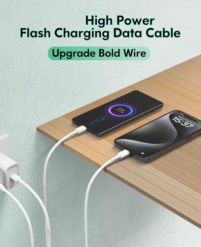 USB C to USB C Cable (2 Pack 6FT) 60W Fast Charging Type-C Cable Phone Charger Cord for iPhone 17 16 15 Series, for Samsung S25/S24/23, for iPad Pro Air, for MacBook Pro and Other USB C Charger in Saudi Arabia