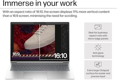 HP EliteBook 660 G11 Business AI PC Laptop (16" FHD+ Anti-Glare, Intel 12-Core Ultra 7 165U, 32GB DDR5, 1TB SSD), Fingerprint, Backlit, 5MP IR Webcam, 2x Thunderbolt 4, Fast Charge, Win 11 Pro, 2025 in Kuwait