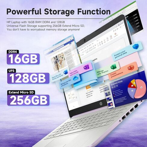 كمبيوتر محمول HP مقاس 14 بوصة للأعمال، معالج Intel N150، ذاكرة الوصول العشوائي 16 جيجابايت، تخزين 386 جيجابايت (128 جيجابايت UFS + 256 جيجابايت MSD)، Windows 11 Pro، Copilot-AI، مكتب لمدة عام 365، Wi-Fi 6، كمبيوتر محمول مع حزمة REDRAGON (أرجواني) in Kuwait