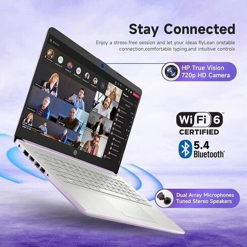 كمبيوتر محمول HP مقاس 14 بوصة للأعمال، معالج Intel N150، ذاكرة الوصول العشوائي 16 جيجابايت، تخزين 386 جيجابايت (128 جيجابايت UFS + 256 جيجابايت MSD)، Windows 11 Pro، Copilot-AI، مكتب لمدة عام 365، Wi-Fi 6، كمبيوتر محمول مع حزمة REDRAGON (أرجواني) in Kuwait