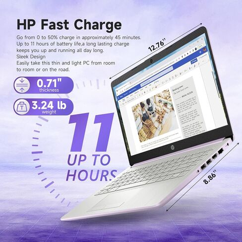 كمبيوتر محمول HP مقاس 14 بوصة للأعمال، معالج Intel N150، ذاكرة الوصول العشوائي 16 جيجابايت، تخزين 386 جيجابايت (128 جيجابايت UFS + 256 جيجابايت MSD)، Windows 11 Pro، Copilot-AI، مكتب لمدة عام 365، Wi-Fi 6، كمبيوتر محمول مع حزمة REDRAGON (أرجواني) in Kuwait