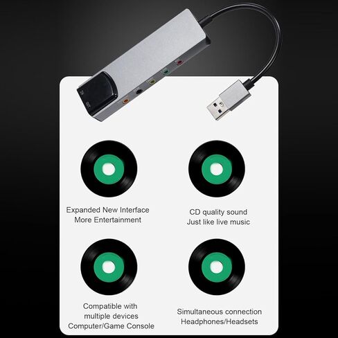 PUSOKEI USB External Sound Card, 48KHz External Optical Sound Card with Digital Recording Function, Mic / 3.5MM Sound/Optical Fiber Input, for 5.1 & 7.1 Surround Sound Systems in Saudi Arabia