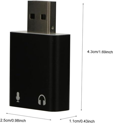 Channel USB External Sound Card Adapter with Headphone and Microphone Jack Aluminum Alloy USB Stereo Audio Adapter for Laptop and Desktop Plug and Play Portable Replacement for in Saudi Arabia