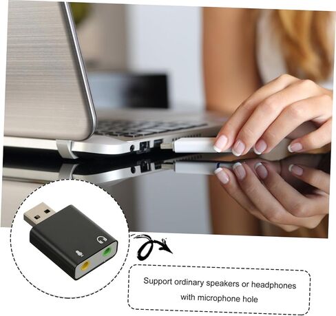 Channel USB External Sound Card Adapter with Headphone and Microphone Jack Aluminum Alloy USB Stereo Audio Adapter for Laptop and Desktop Plug and Play Portable Replacement for in Saudi Arabia