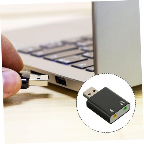 Channel USB External Sound Card Adapter with Headphone and Microphone Jack Aluminum Alloy USB Stereo Audio Adapter for Laptop and Desktop Plug and Play Portable Replacement for in Saudi Arabia