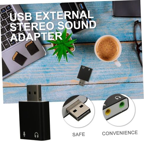 Channel USB External Sound Card Adapter with Headphone and Microphone Jack Aluminum Alloy USB Stereo Audio Adapter for Laptop and Desktop Plug and Play Portable Replacement for in Saudi Arabia
